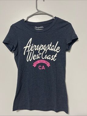 Aeropostale Navy Short-Sleeve West Coast Graphic Tee